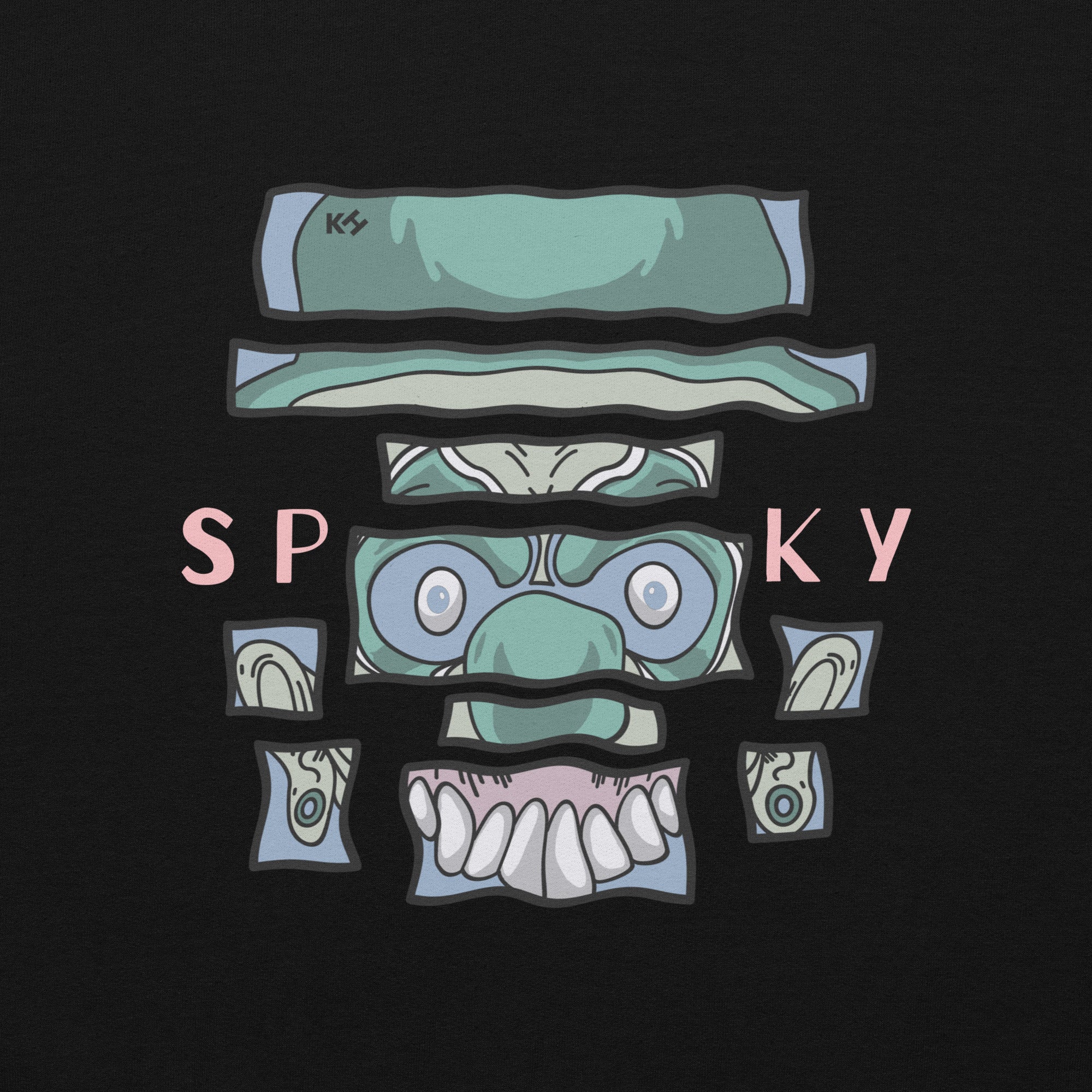 KH Chilly Spooky Eyes Graphic Design Unisex Hoodie In Black