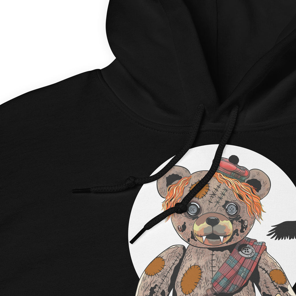 Quirky Mushroom Original Tartan Terror Bear Unisex Hoodie In Black