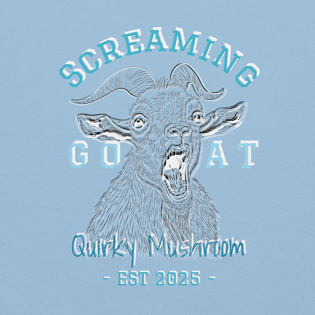 Quirky Mushroom Sky Goats-terpiece Unisex Hoodie In Light Blue