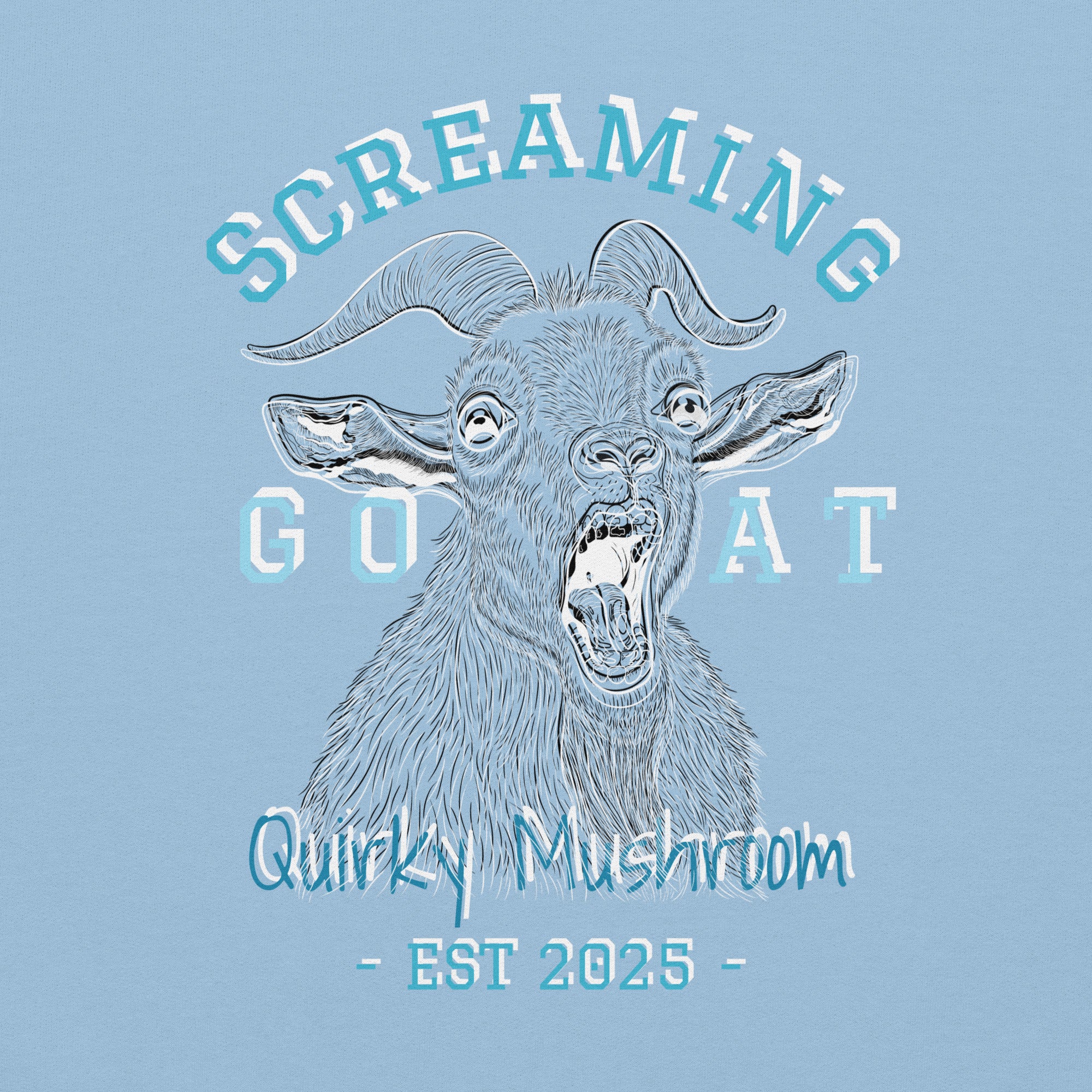 Quirky Mushroom Sky Goats-terpiece Unisex Hoodie In Light Blue
