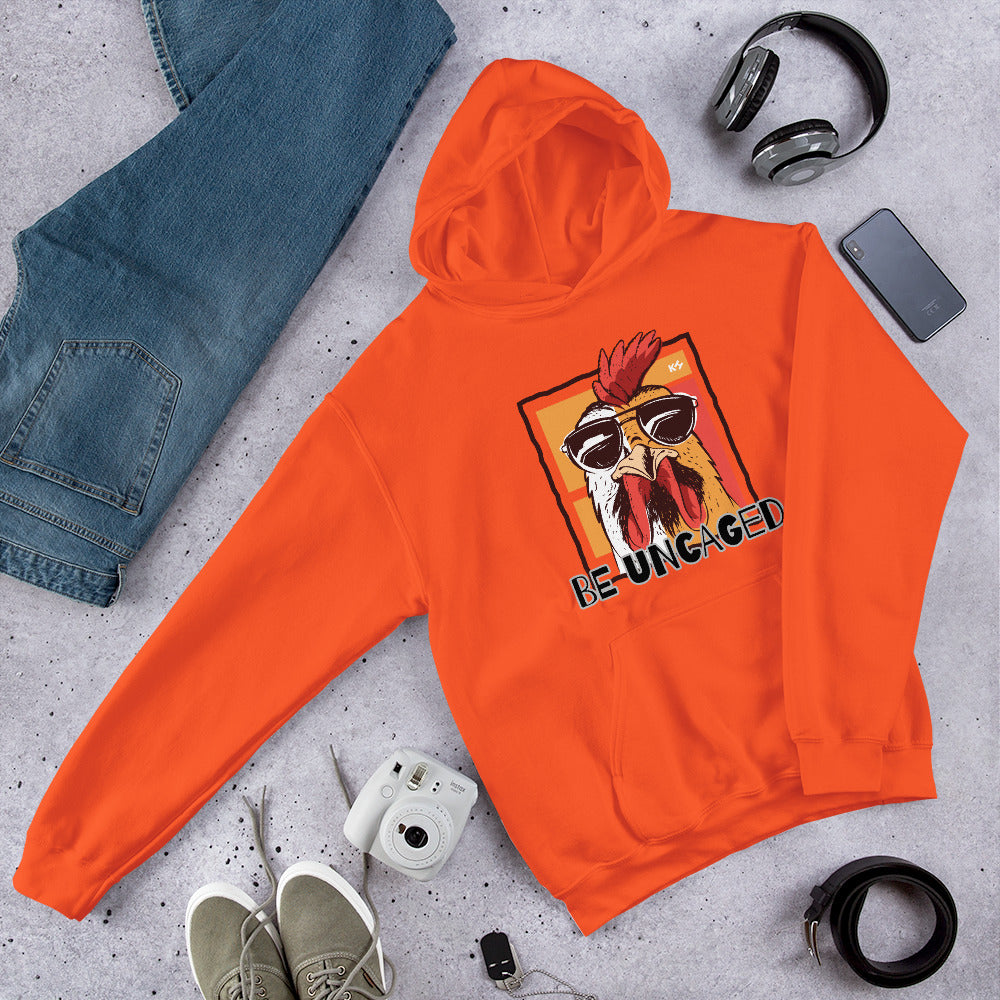 Knowledge Hub Be Uncaged Graphic Design Unisex Hoodie In Orange